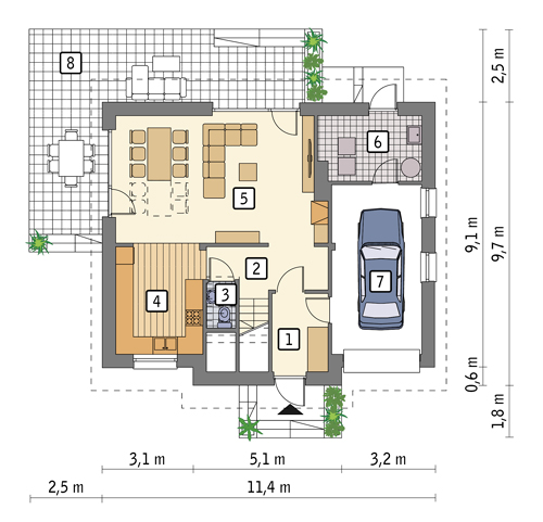 Poranny spacer - M204 - Rzut parteru