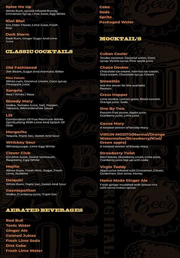 Brother Barley Brewing Company menu 