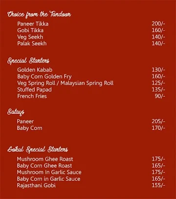 Gokul Veg menu 