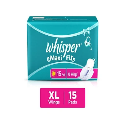 Whisper Sanitary Pads - Maxi Fit, Large Wings - 15 pcs