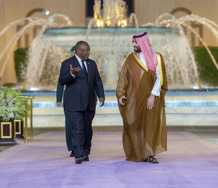 President Cyril Ramaphosa and Saudi Arabia's Crown Prince and Prime Minister Mohammad bin Salman bin Abdulaziz al Saud. PICTURE: GCIS