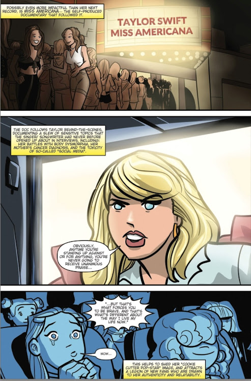 A page of the new Taylor Swift comic book "Female Force: Taylor Swift" by TidalWave Comics is seen in this handout image obtained by Reuters on November 14 2023.