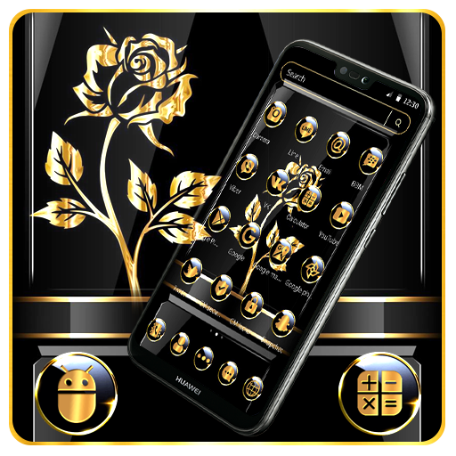 Golden Dark Black Rose Launcher Theme ?
