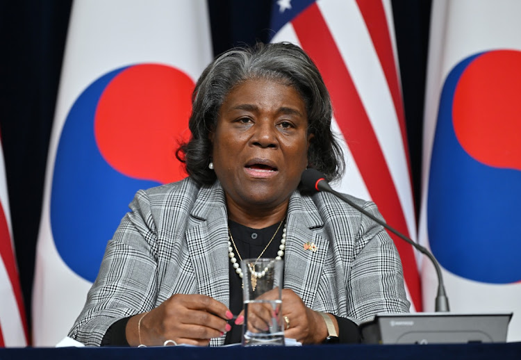 US ambassador to the United Nations Linda Thomas-Greenfield speaks at a news conference at the American Diplomacy House on April 17 2024 in Seoul, South Korea.