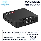 Android Tivi Box Magicsee N5 Max Chip S905X4, Android 11, Ram 4Gb, Rom 32Gb, Phiên Bản 2022, Bản Kèm Remote Voice