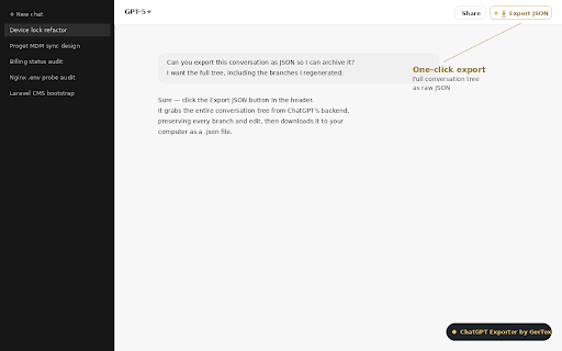ChatGPT Exporter by GerTex screenshot 1
