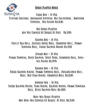 Sushiya menu 