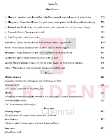 Samudra (Trident Chennai) menu 