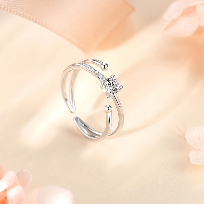 Title 1, Dubbele ring van 925 sterling zilver met zirkon...