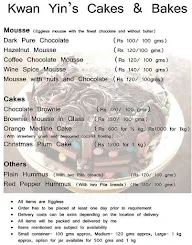 Kwan Yin's Cakes & Bakes menu 1