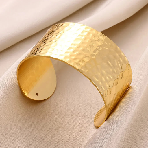 Title 21, Gold Stainless Steel Bracelet with Concave-conv...