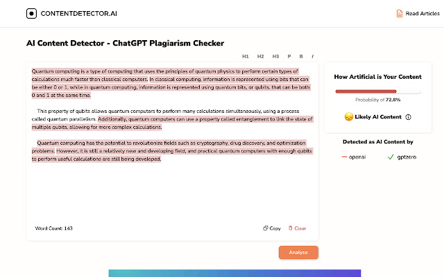 Origin by GPTZero - ChatGPT and AI Detector