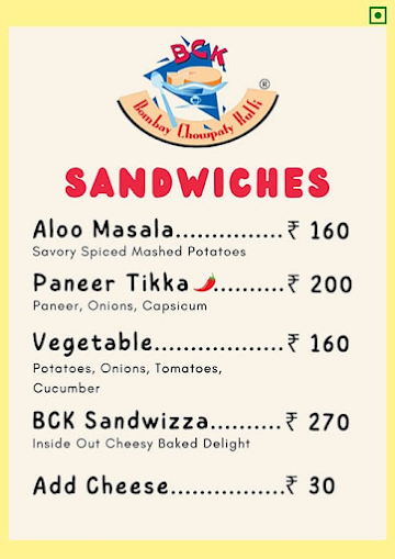 Bombay Chowpaty Kulfi menu 