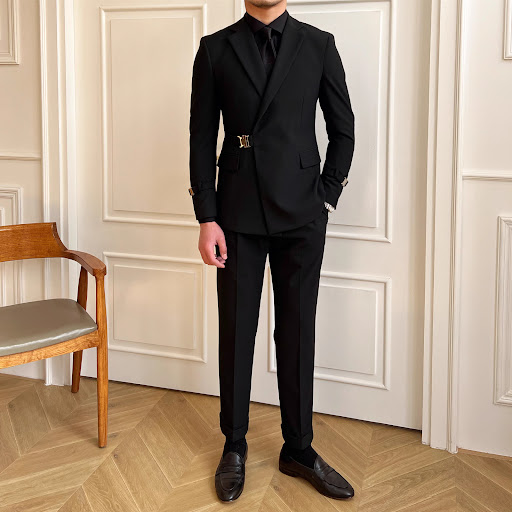 Title 6, Black Fashion Commuter Suit Set, Slimming and V...