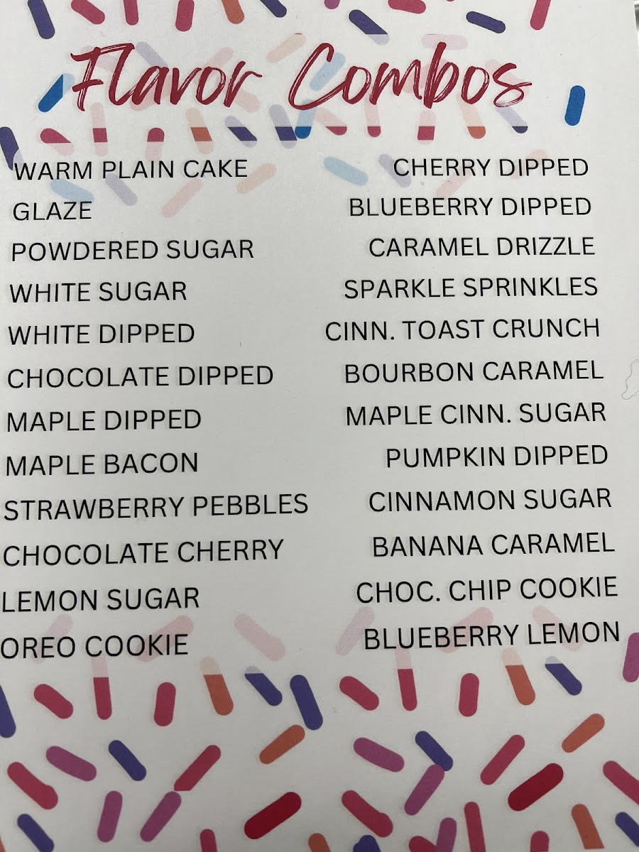 Baker's Dozen Donuts gluten-free menu