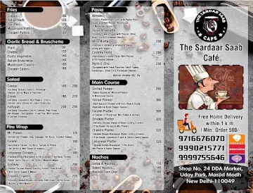 The Sardar Saab Cafe menu 