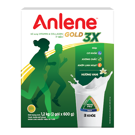 Sữa bột Hộp giấy Anlene Gold 3X Hương Vani 1200g