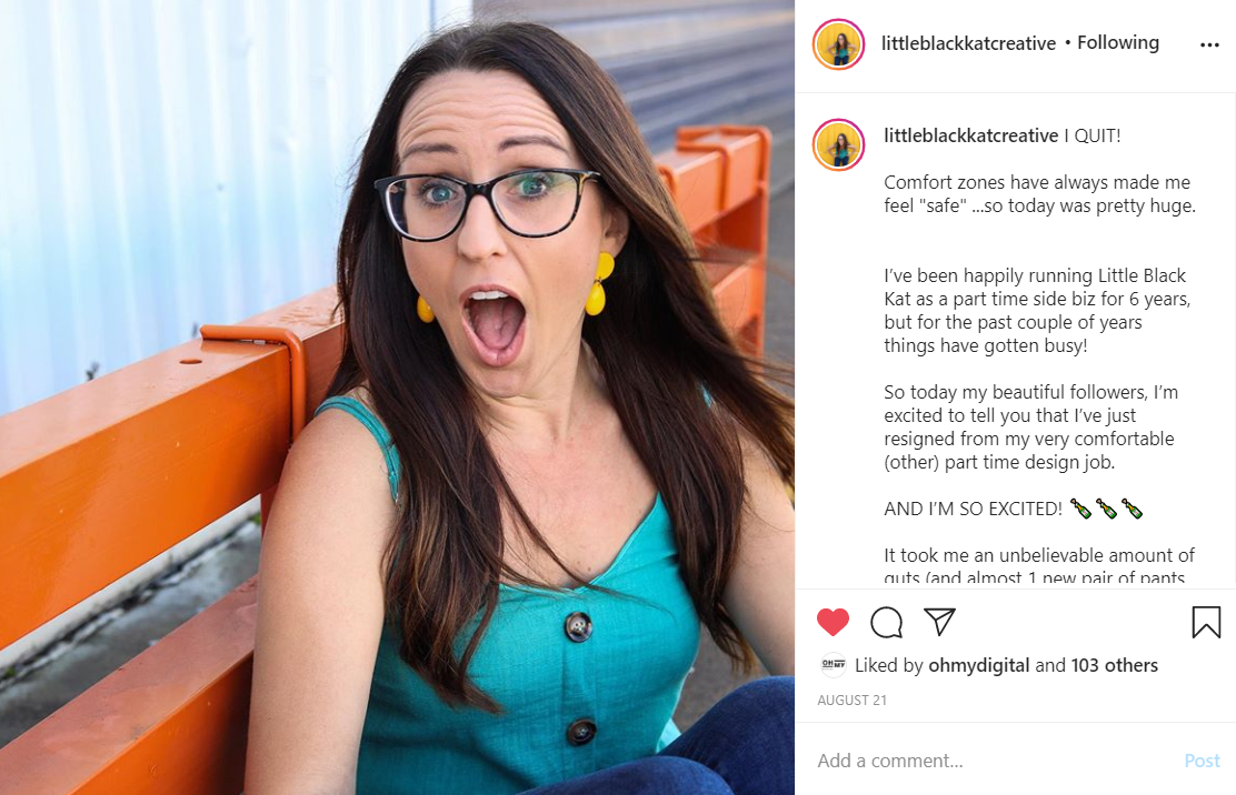 Screenshot of Instagram post from Little Black Kat Creative