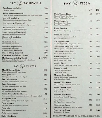 Say Cheese menu 