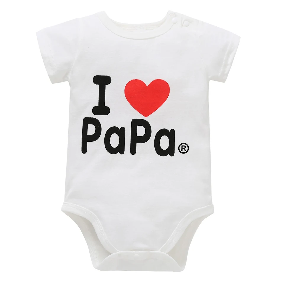 DERMSPE Funny Super Mama Papa Printed Baby Romper New Fashion Boys Girls Jumpsuit Soft Short Sleeved O Neck Bodysuit 0-2