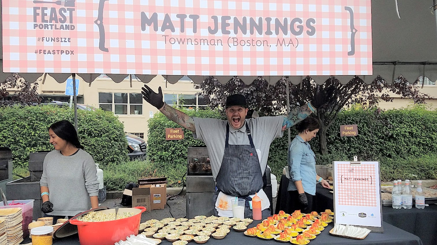 Bostonian Matt Jennings of Townsman (Boston, MA) brought Chicken Fried Pigtails, Hot Sauce, Stinky Chow Chow, and Three Bean Salad to the picnic of Feast PDX 2016 Go Get You Some Picnic