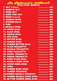 Sri Srinivasa Hotel menu 2