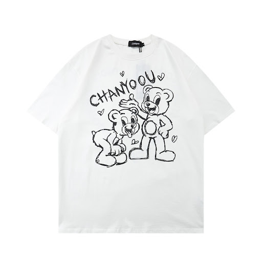 Title 6, Fashion Mens Cartoon Bear Print Short Sleeve