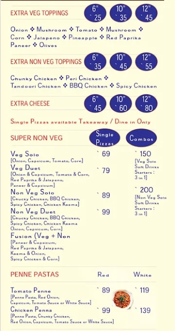 Thorah Pizza Paradise menu 