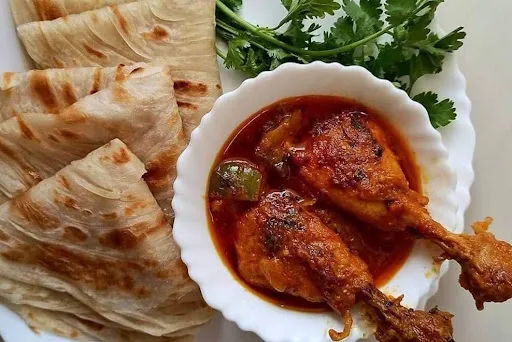 2 Lachha Paratha With Chicken Kosha [2 Pieces]