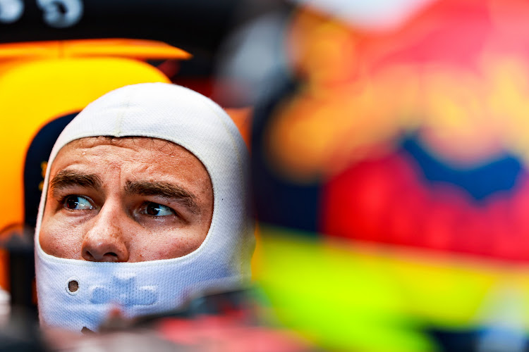 Sergio Perez of Mexico and Red Bull Racing prepares to drive in the garage during practice ahead of the F1 Grand Prix of Azerbaijan at Baku City Circuit on June 4 2021.