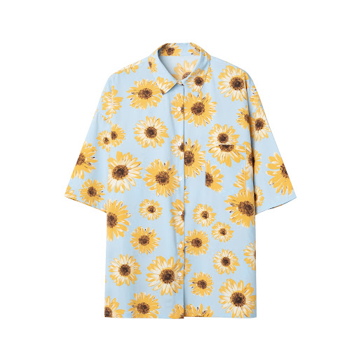 Title 2, Loose personality lapel short-sleeved floral shirt