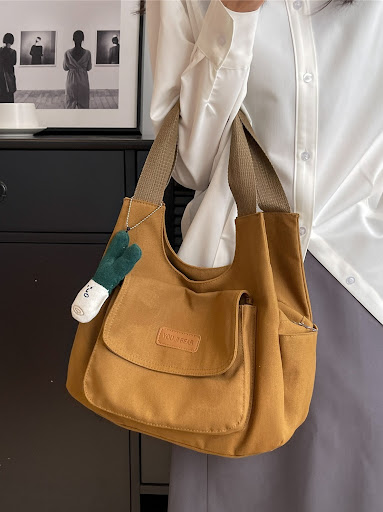 Title 4, Large Capacity Summer Fashion Canvas Shoulder B...