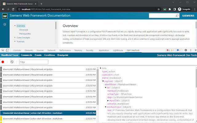 Siemens Web Framework DevTools chrome extension