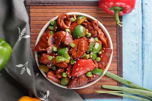 Crispy Soya Chaap In Butter Garlic Sauce Gravy