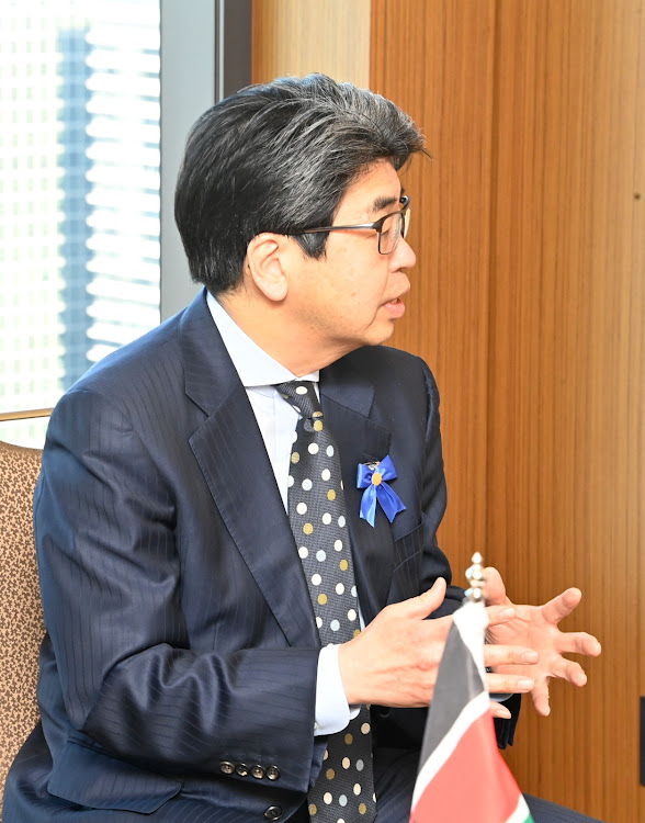 the Governor of the Japan Bank for International Cooperation (JBIC) Hayashi Nobumitsu during a meeting with President William Ruto in Tokyo, Japan on February 8, 2024.