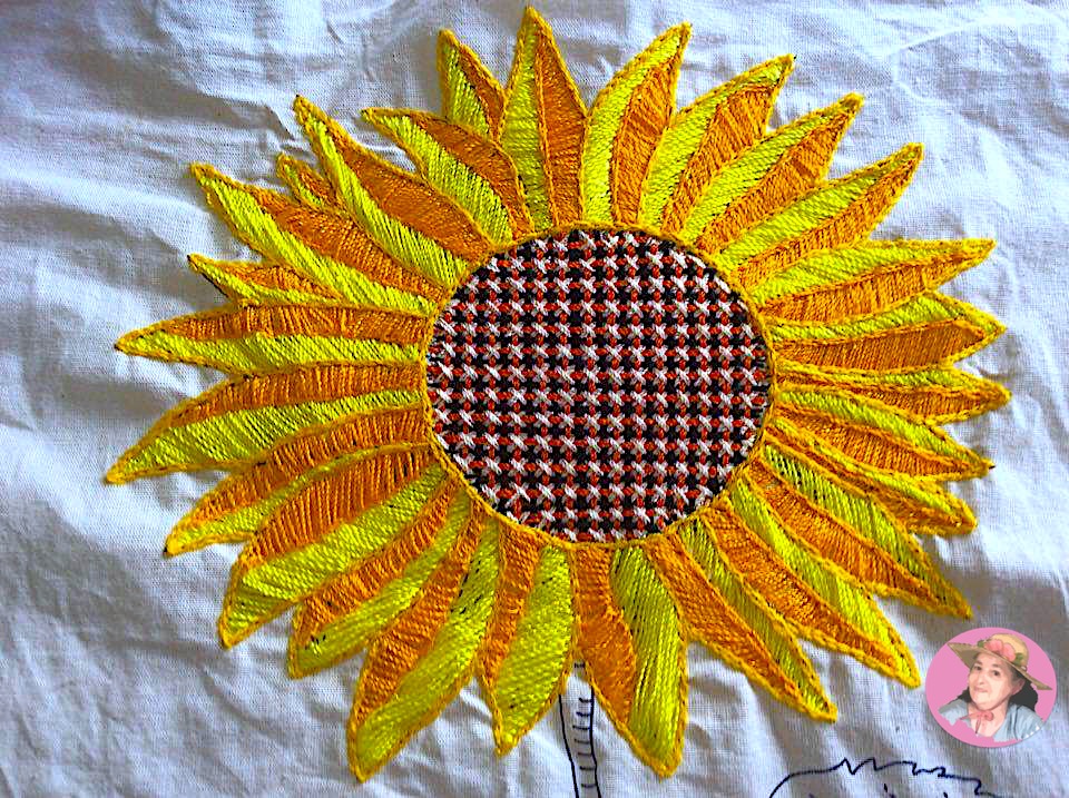 Girasol en bordado fantasia 