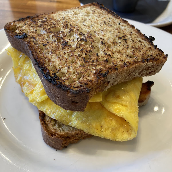 Bacon Egg and Cheddar on GF bread