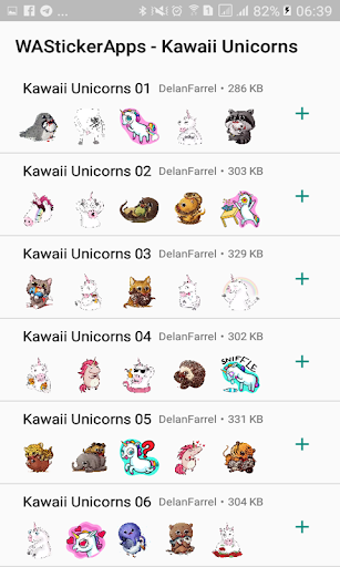 WA Sticker Kawaii Unicorns Pack