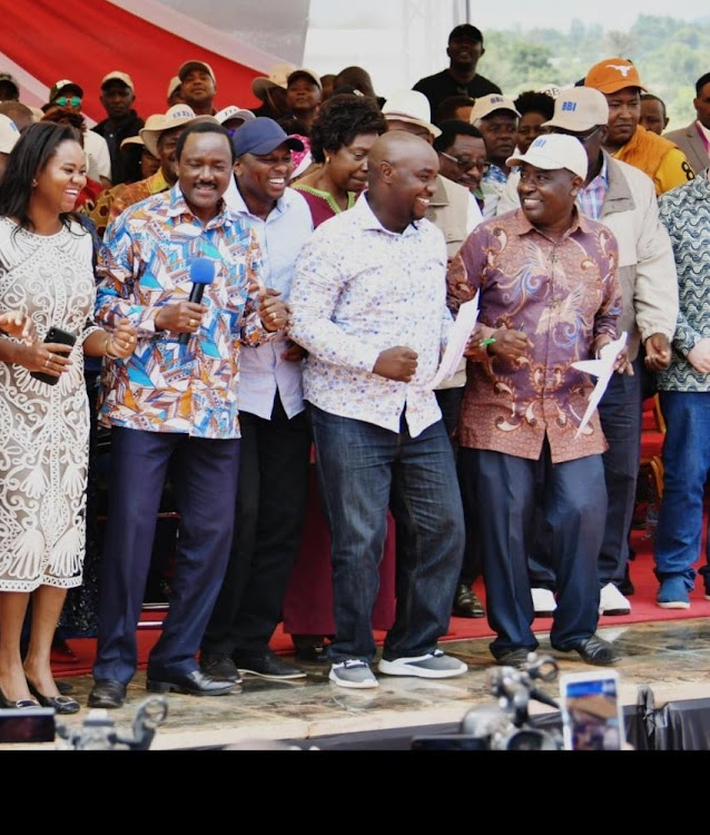 Leaders dancing at the BBI rally in Kitui.