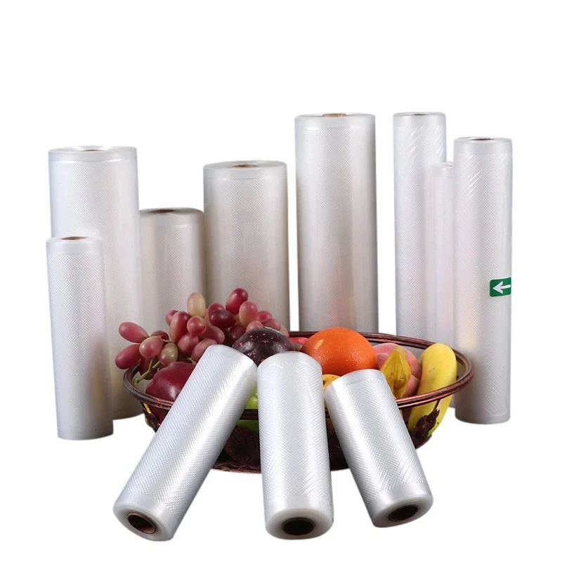 Vacuum texture bags for sealed packaging. Fresh-keeping bags with micro-channel design for household use. Preserve food 