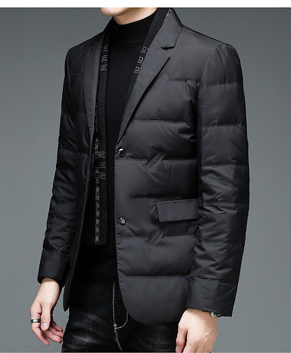 Title 2, Winter Mens Suit Detachable Scarf Collar Casua...