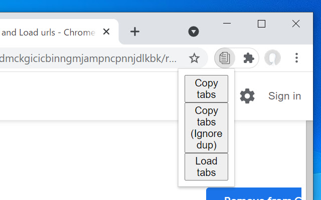 Copy and Load urls chrome extension