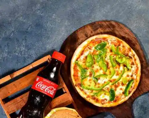 Veg Cheese Capsicum Pizza With Coke Soft Beverage [250 Ml]