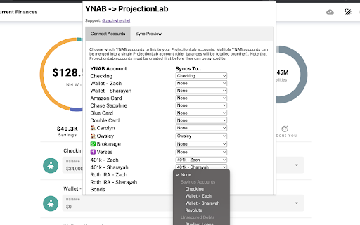 YNAB -> ProjectionLab Sync