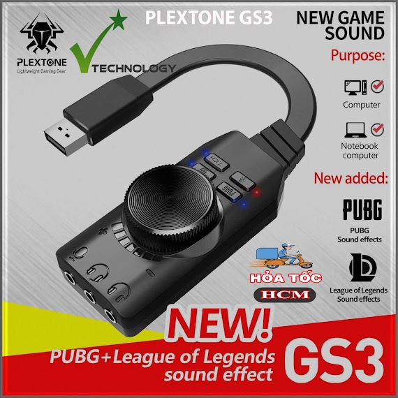 Card Rời Âm Thanh Usb Plextone Gs3 Mark Ii - Sound Card Âm Thanh Vòm 7.1 Ch Cho Máy Tính Pc Chuyên Game - Phim - Nhạc