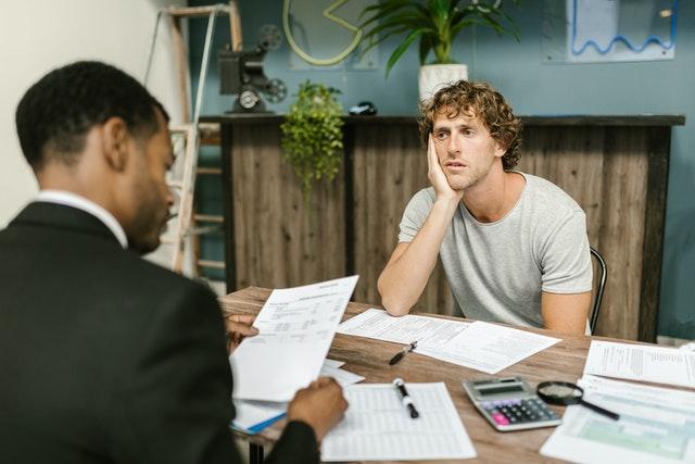 sitting at the accounting professional's office