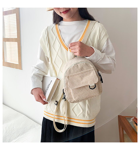 Title 5, Small Corduroy Backpack Fashion Primary And Sec...