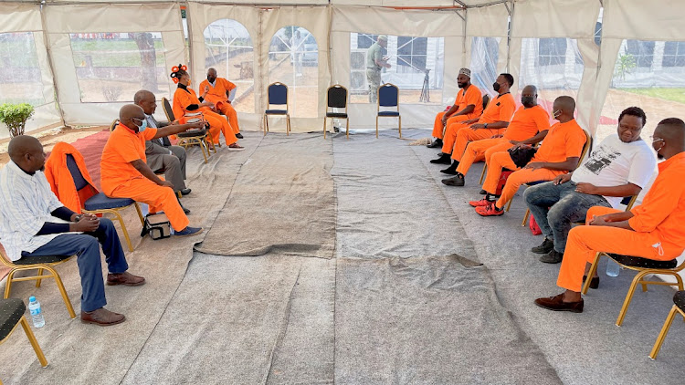 Some of the accused await sentencing at a correctional facility near Maputo, Mozambique, November 30 2022. Picture: GRANT NEUENBURG/ REUTERS