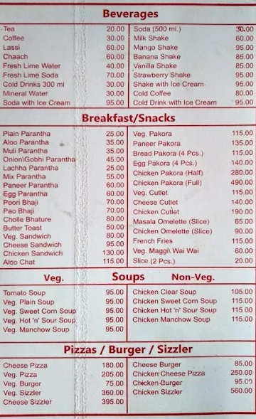 Pappers Restaurant menu 