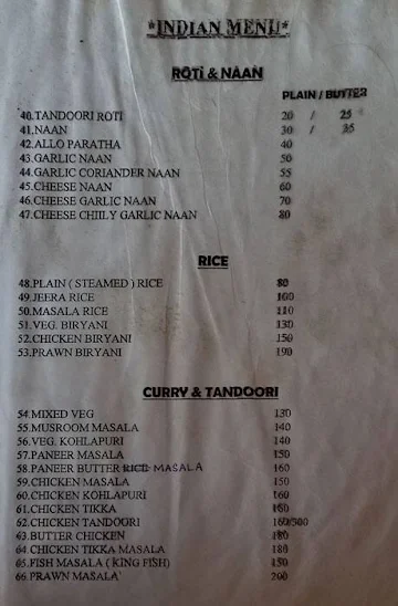 Lama's Fast Food menu 